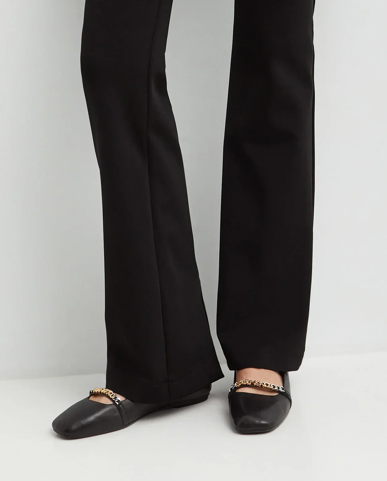 Czarne skórzane baleriny - Image #3