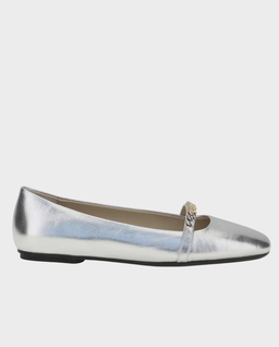 Srebrne skórzane baleriny - Image #1