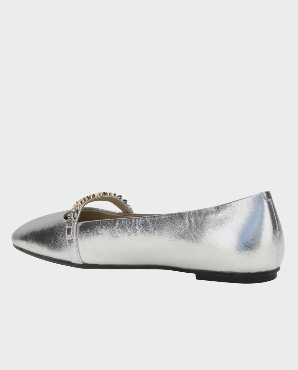Srebrne skórzane baleriny - Image #2