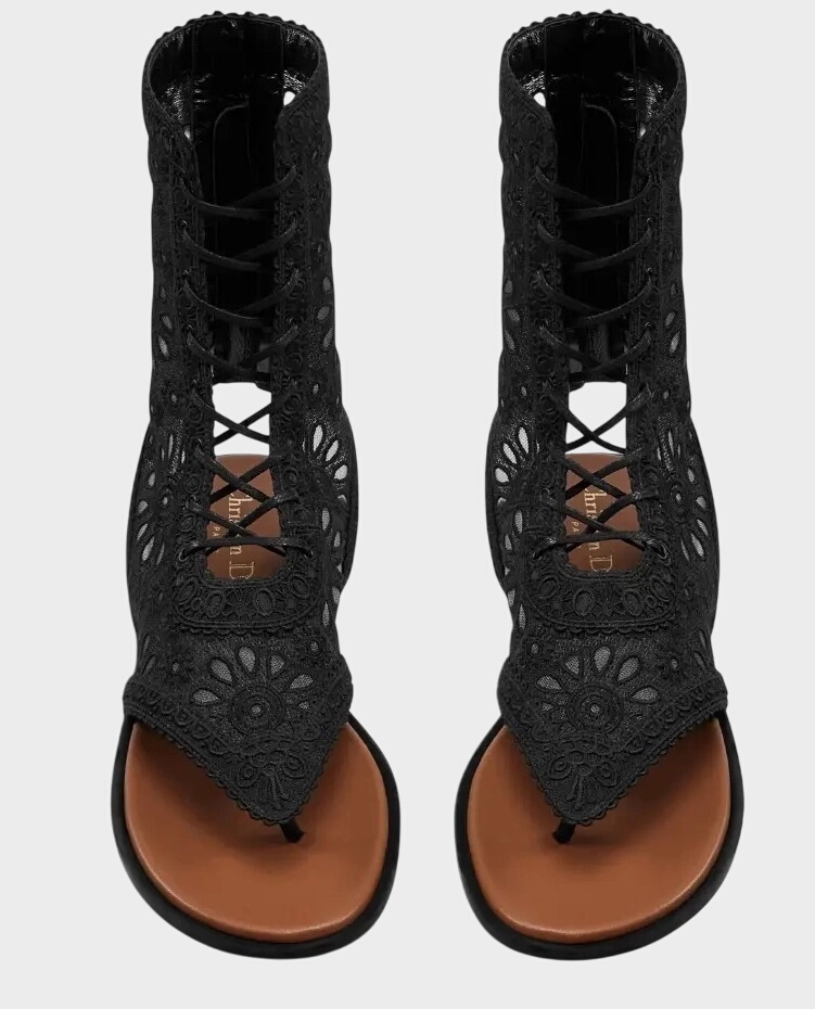 Czarne sandały z transparentnym wzorem