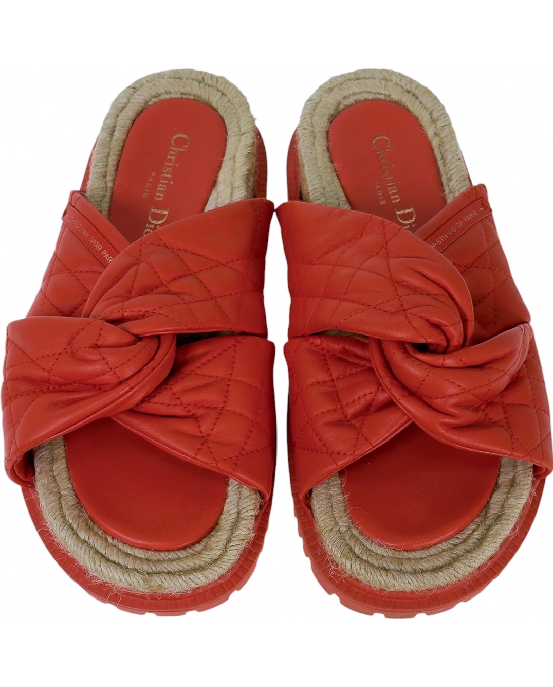 Skórzane koralowe klapki - Image #2