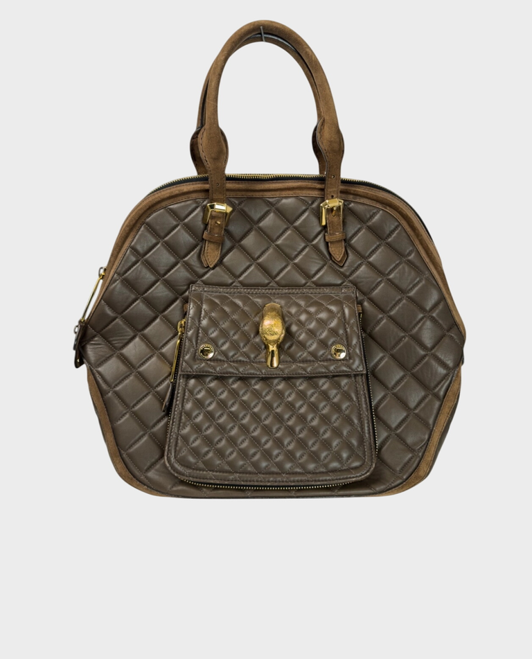 Duża skórzana torba khaki