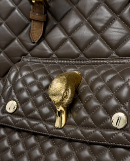 Duża skórzana torba khaki - Image #3