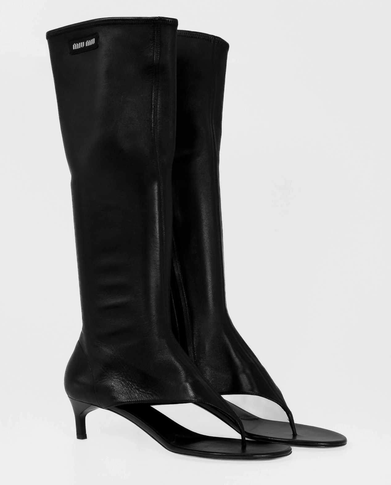 Skórzane kozaki z odkrytymi palcami - Image #1