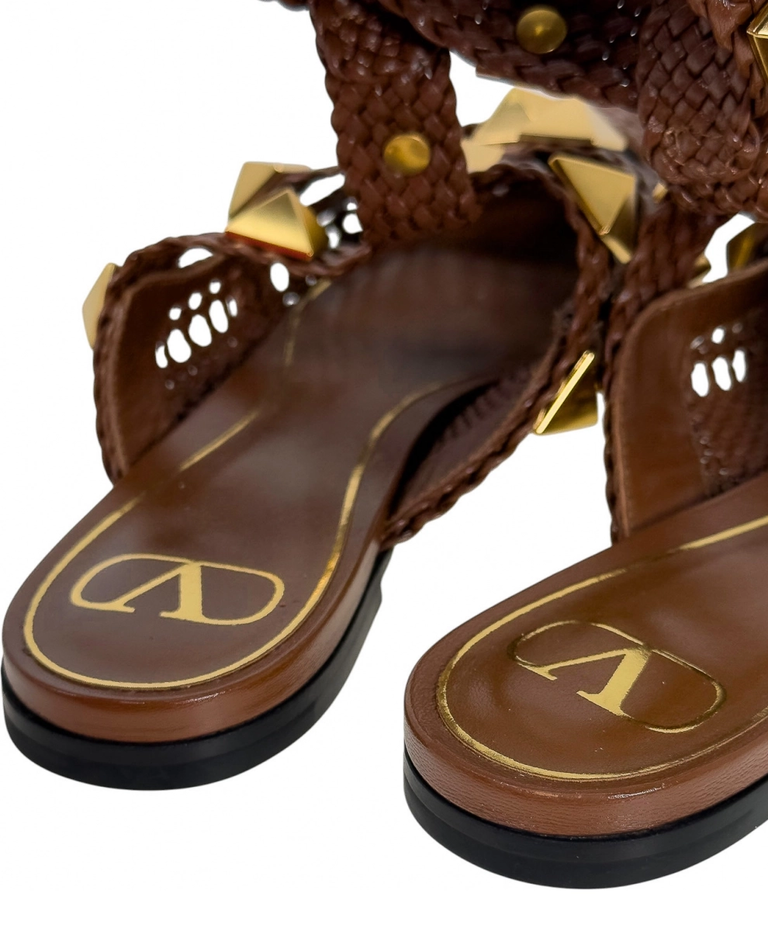 Brązowe skórzane sandały - Image #4