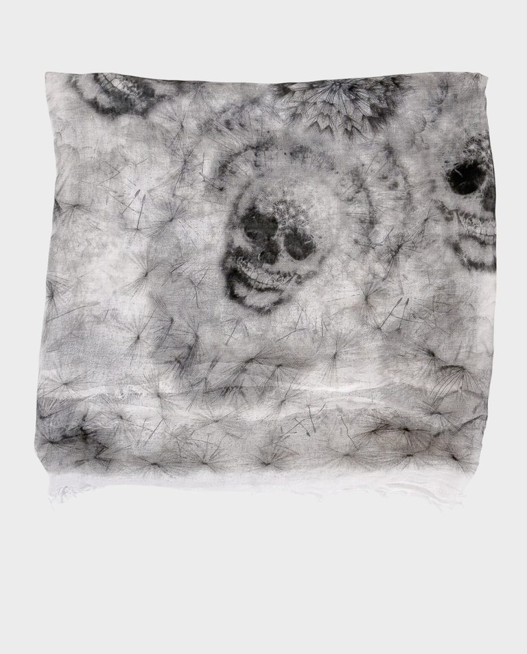 Biało-szara chusta z grafiką