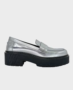 Srebrne skórzane mokasyny - Image #0