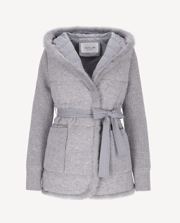 Szara wełniana kurtka z kapturem Aspen - Image #1