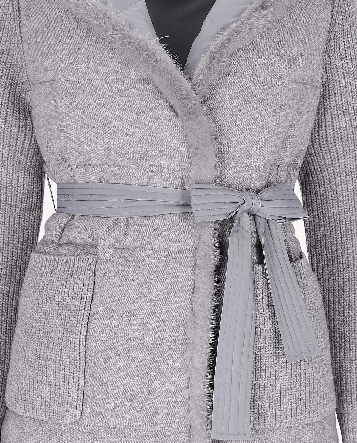 Szara wełniana kurtka z kapturem Aspen - Image #3