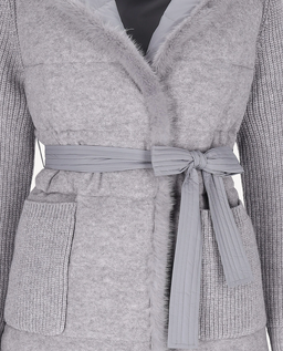 Szara wełniana kurtka z kapturem Aspen - Image #3