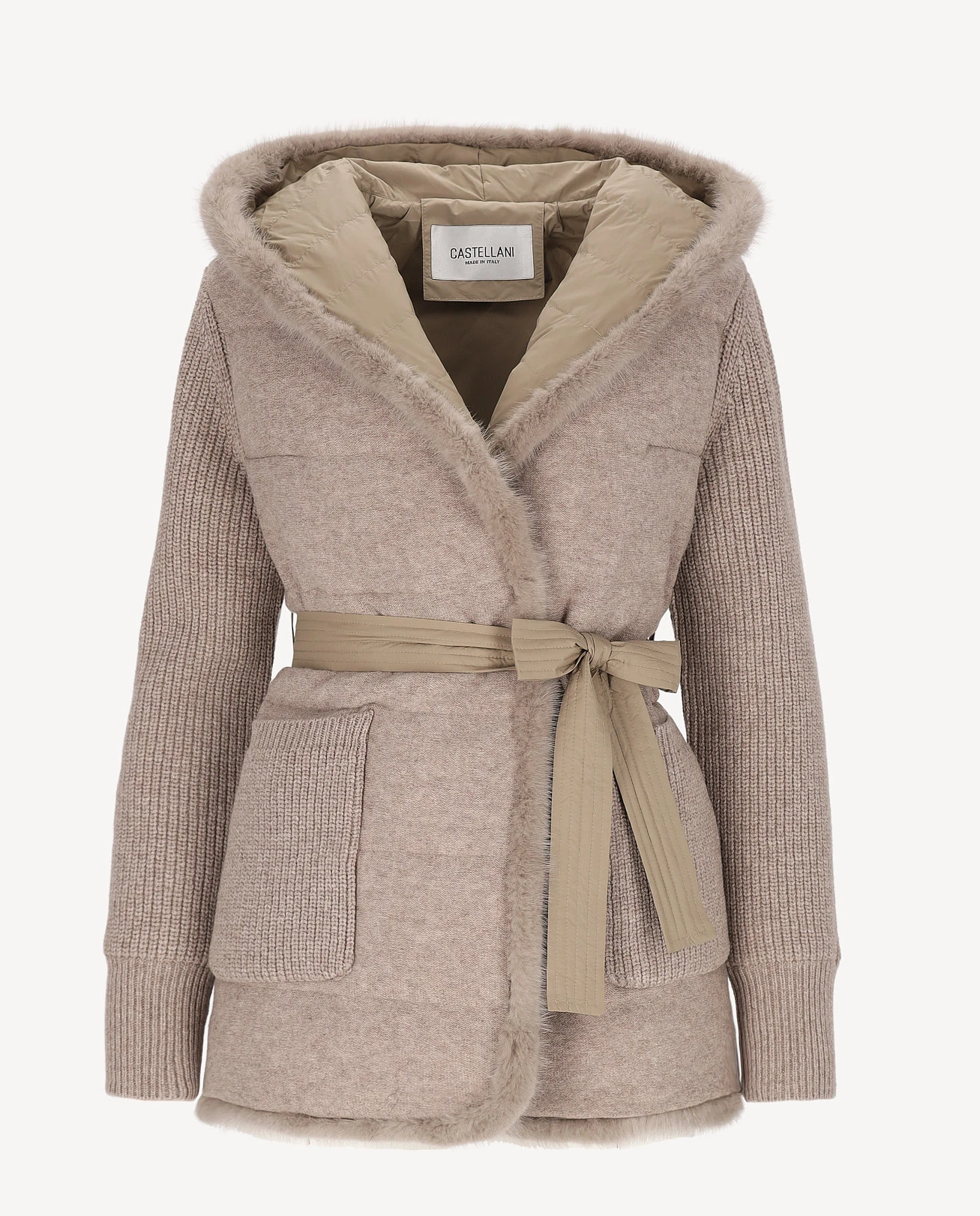 Beżowa wełniana kurtka z kapturem Aspen - Image #1