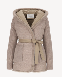Beżowa wełniana kurtka z kapturem Aspen - Image #1