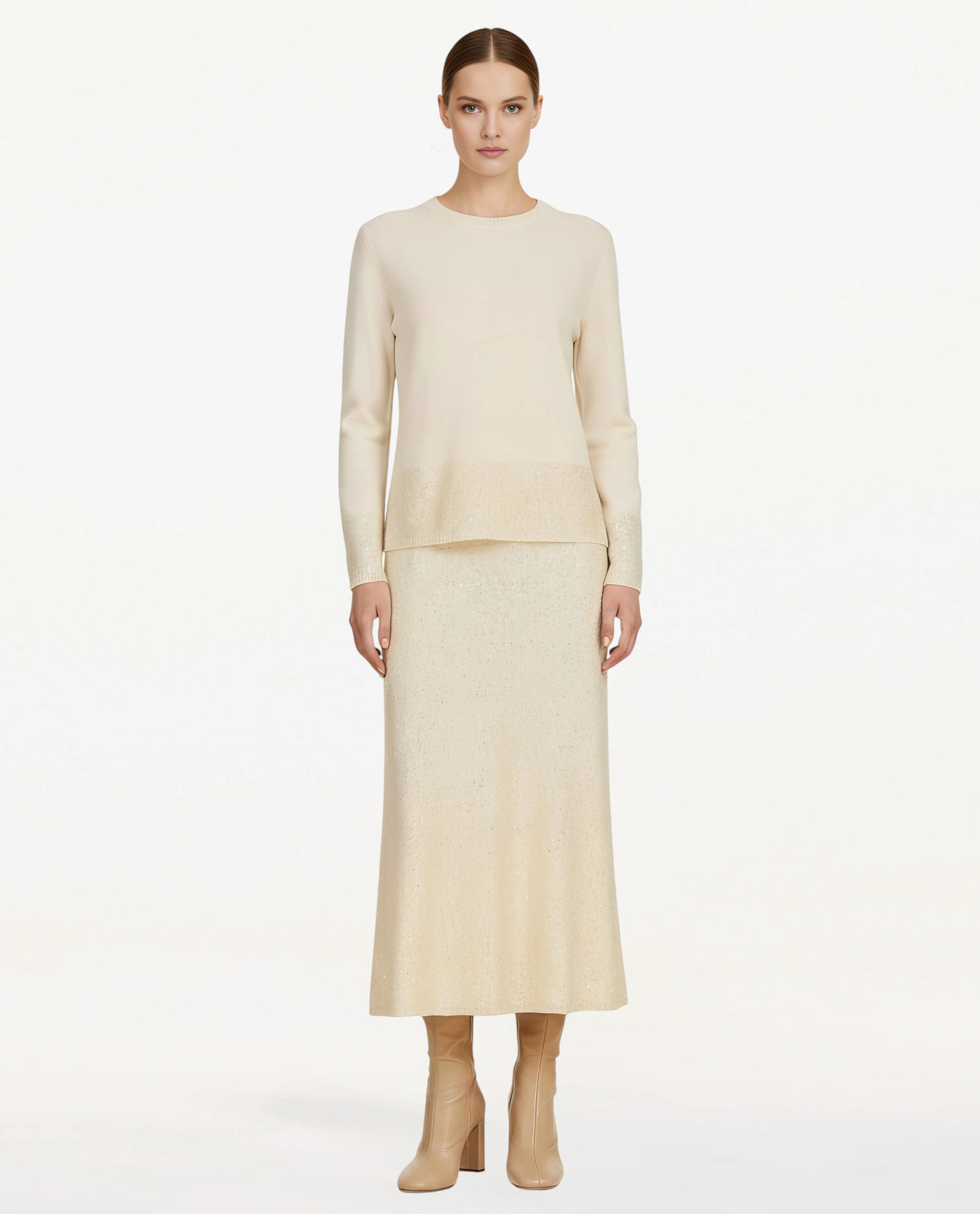 Kremowy komplet z wełny Cristallo - Image #0