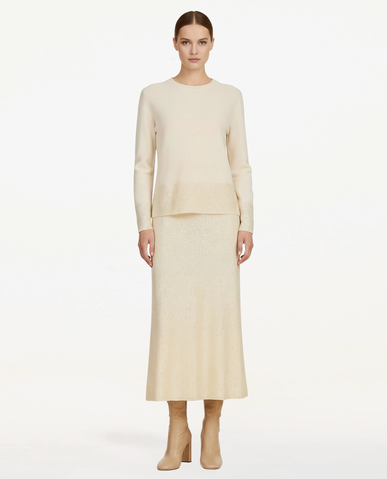 Kremowy komplet z wełny Cristallo