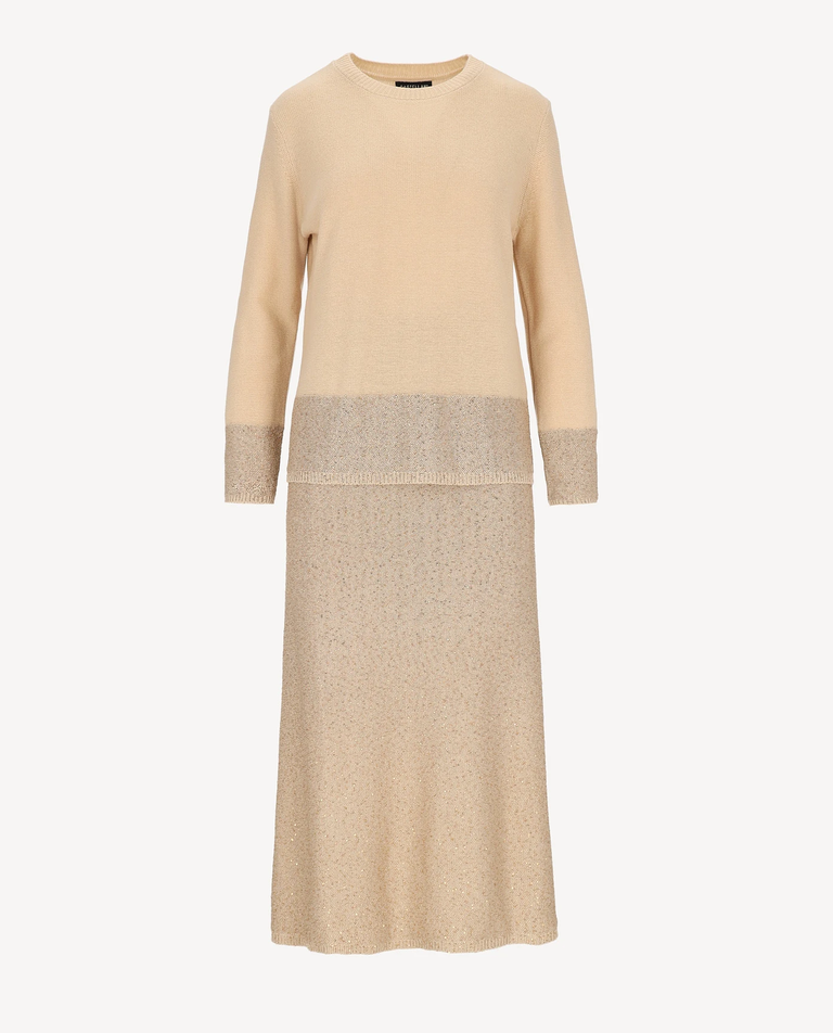 Beżowy komplet z wełny Cristallo