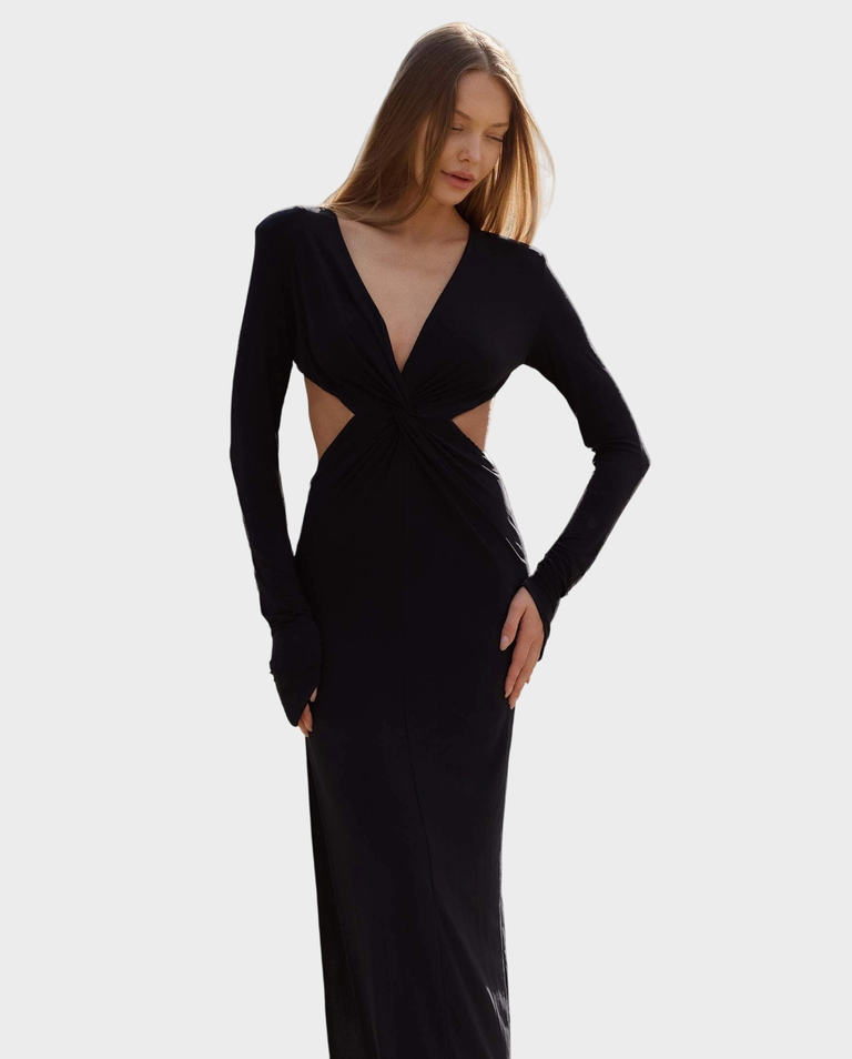 Czarna sukienka z wiskozy Vall