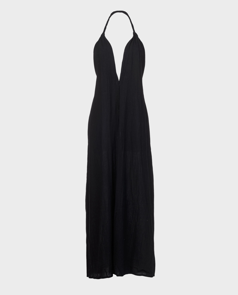 Czarna sukienka z lnu Nomada