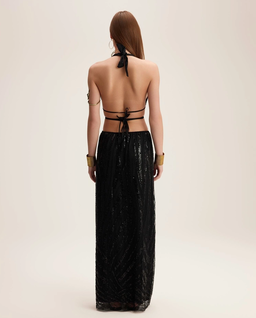 Czarna maxi sukienka z cekinami Dahlia - Image #2