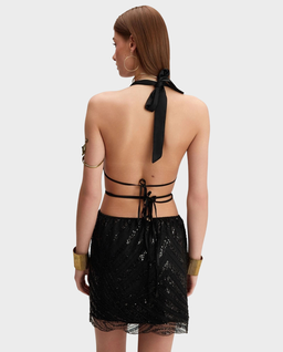 Czarna mini sukienka z cekinami Dahlia - Image #2