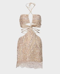Kremowa mini sukienka z cekinami Dahlia - Image #0