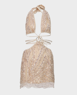 Kremowa mini sukienka z cekinami Dahlia - Image #1