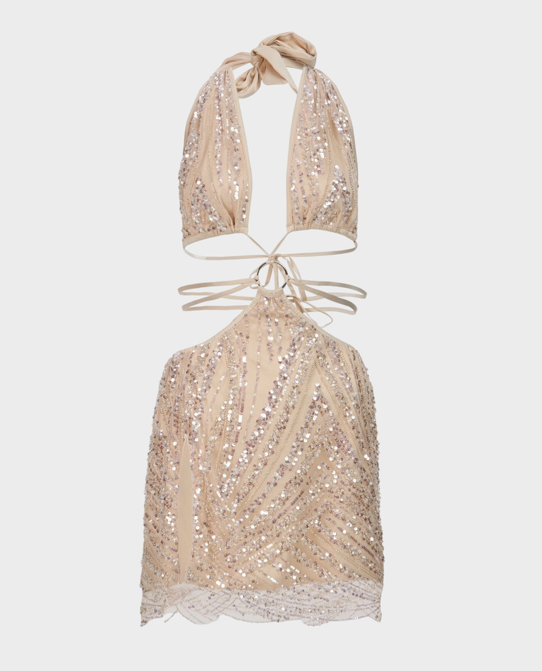 Kremowa mini sukienka z cekinami Dahlia