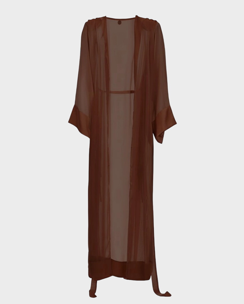 Czekoladowe kimono z organzy Khaa - Image #0