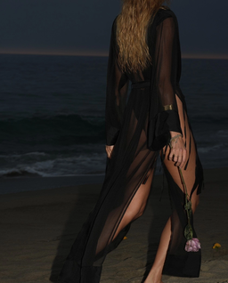 Czarne kimono z organzy Khaa - Image #2