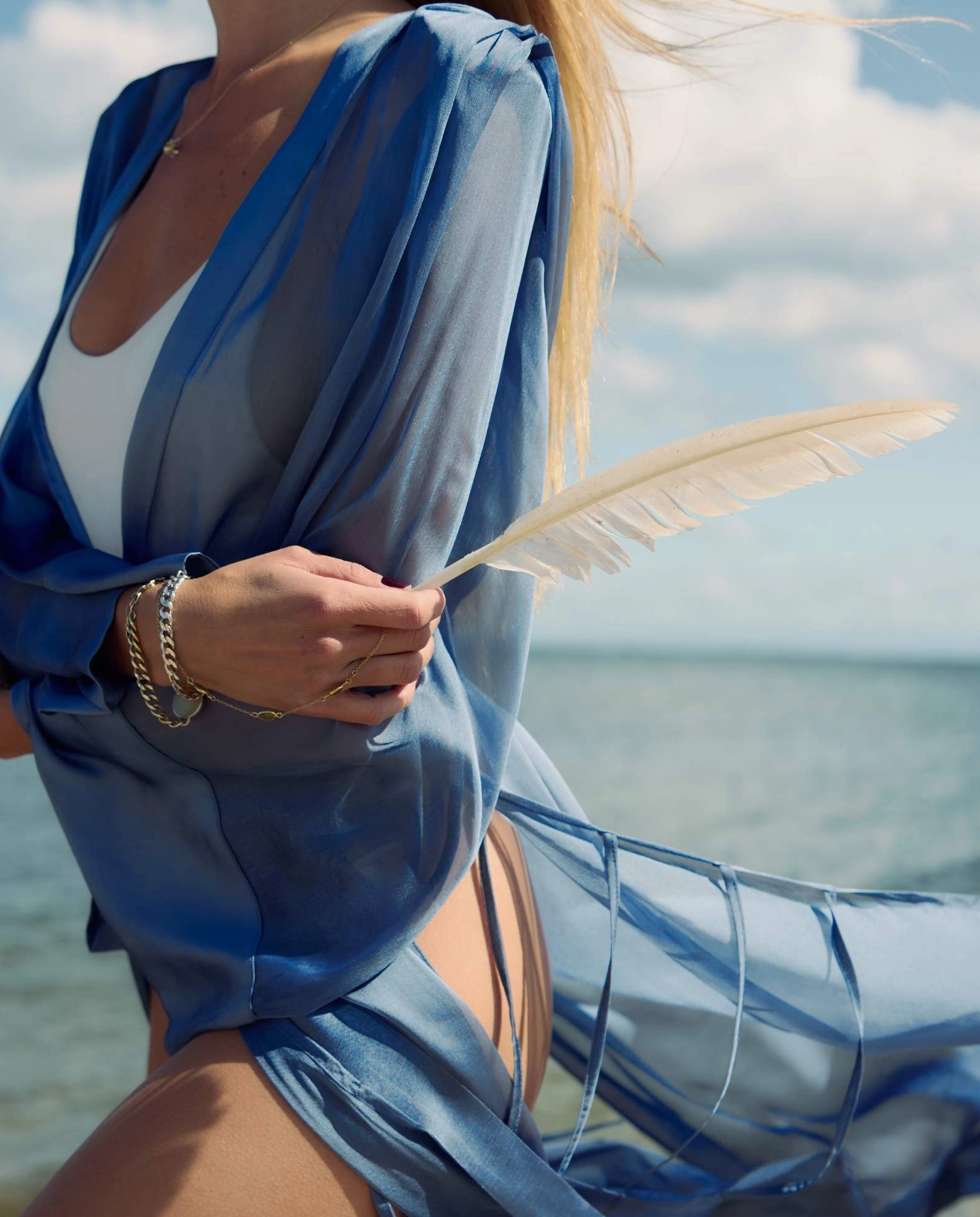 Niebieskie kimono z organzy Khaa - Image #1