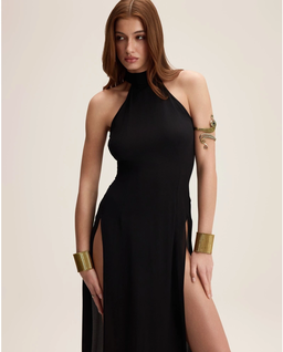 Długa czarna sukienka z jedwabiu Lilya - Image #3