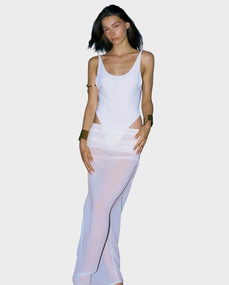 Biały set z body i spódnicą Lotus