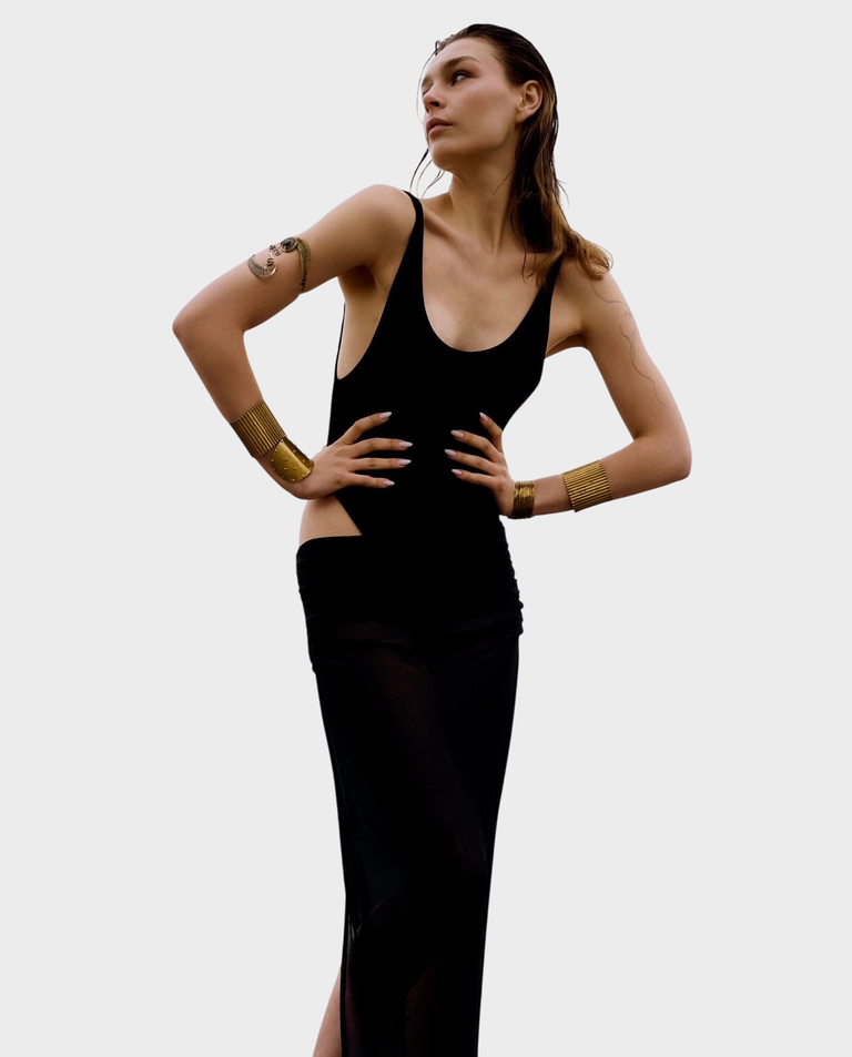 Czarny set z body i spódnicą Lotus