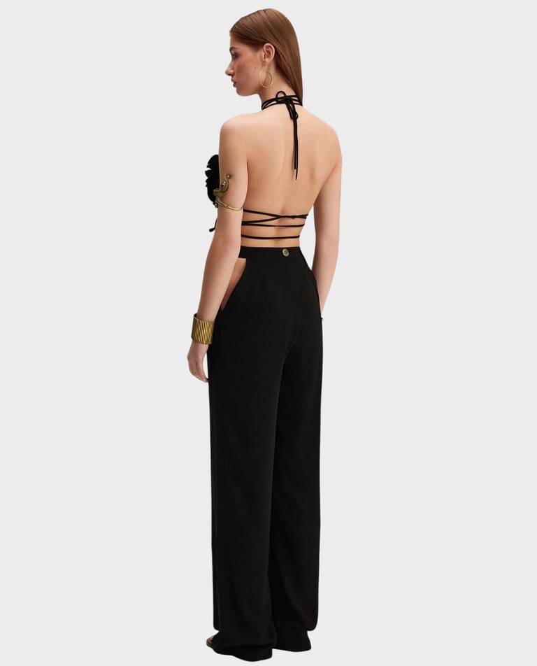 Czarny set ze spodniami i kwiatowym topem Morgan - Image #3