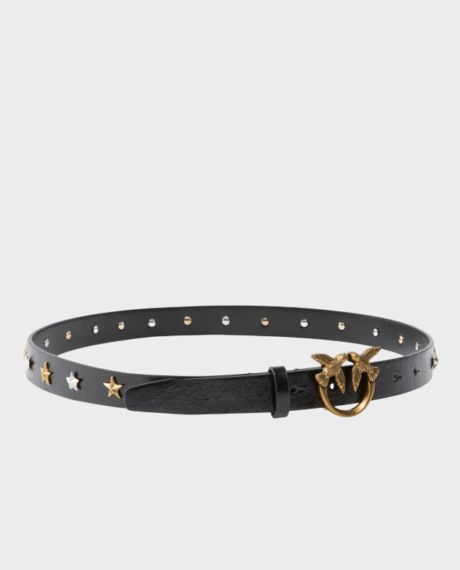 Czarny pasek z klamrą Love Birds i ćwiekami - Image #3