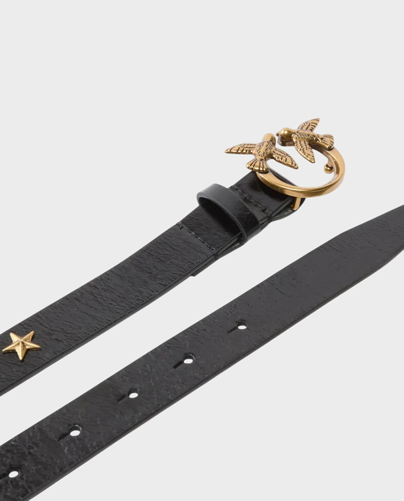 Czarny pasek z klamrą Love Birds i ćwiekami - Image #4