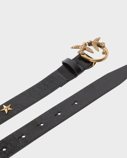 Czarny pasek z klamrą Love Birds i ćwiekami - Image #4