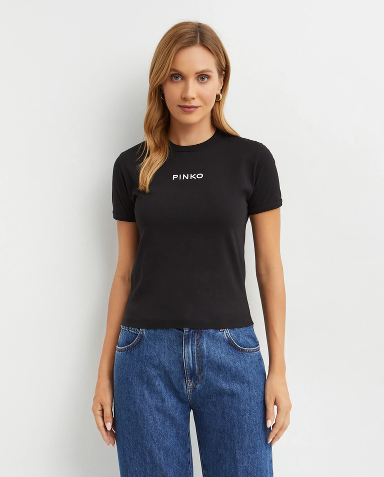 Czarny t-shirt z kontrastowym logo