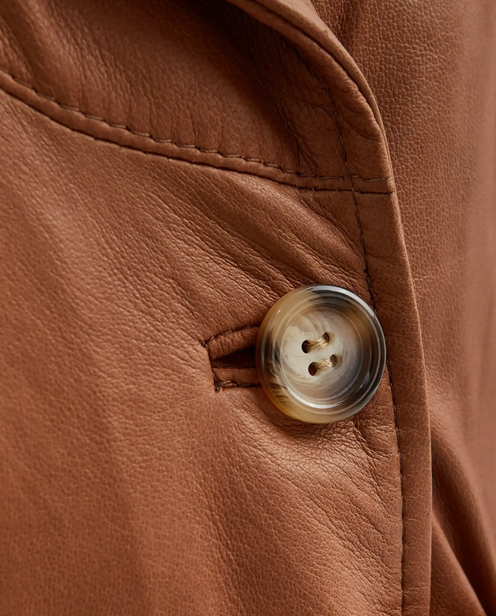 Karmelowy skórzany płaszcz Mara - Image #3