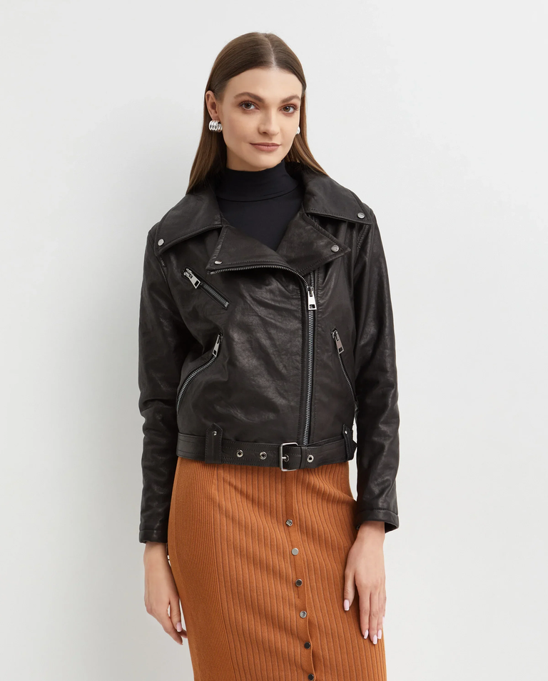 Czarna kurtka skórzana Valery