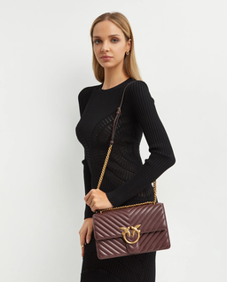 Bordowa pikowana torebka Classic Love One Chevron - Image #1