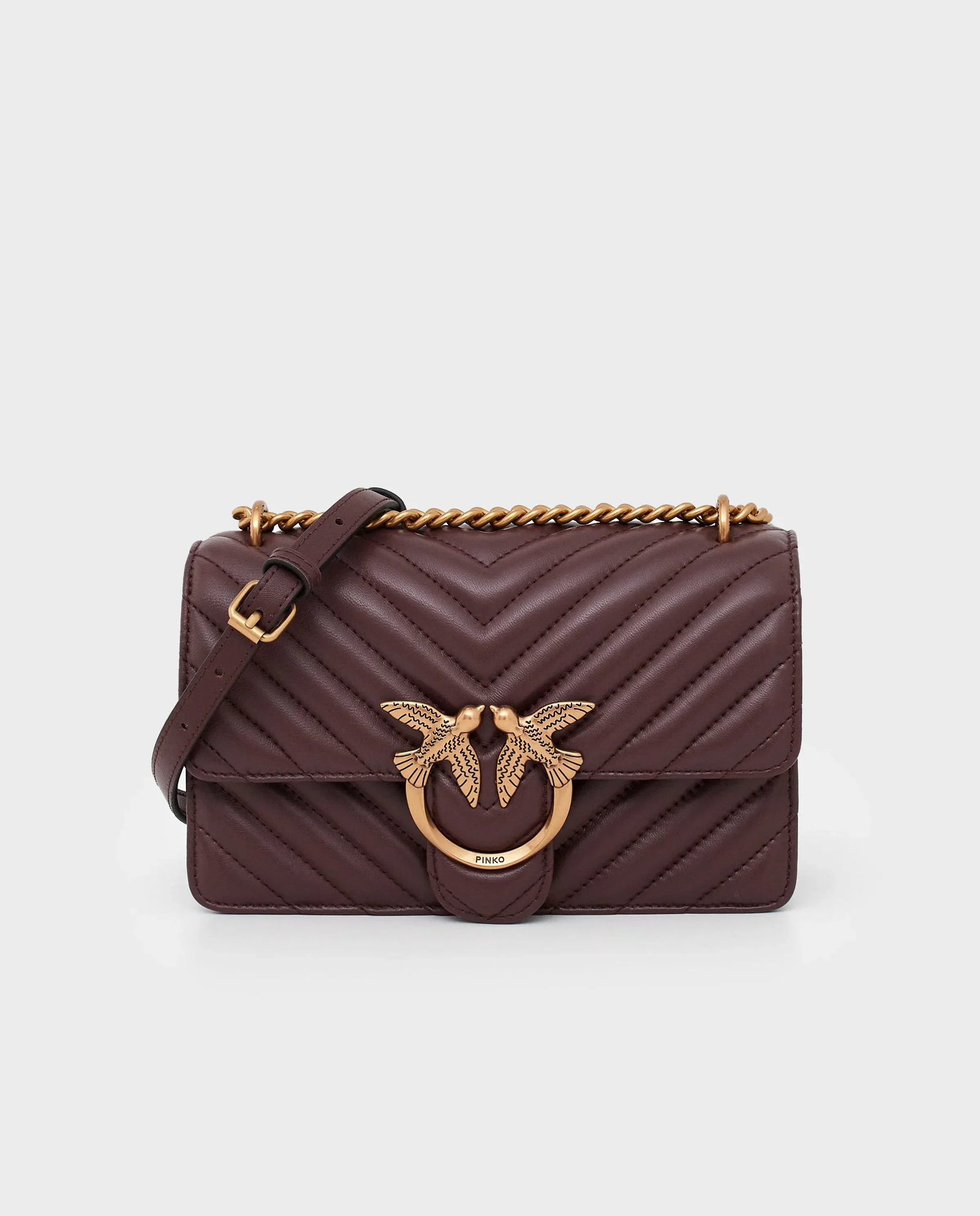 Bordowa pikowana torebka Classic Love One Chevron - Image #0