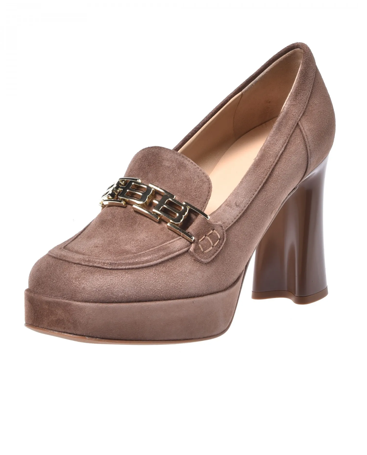 Zamszowe loafersy z ozdobnym obcasem - Image #2