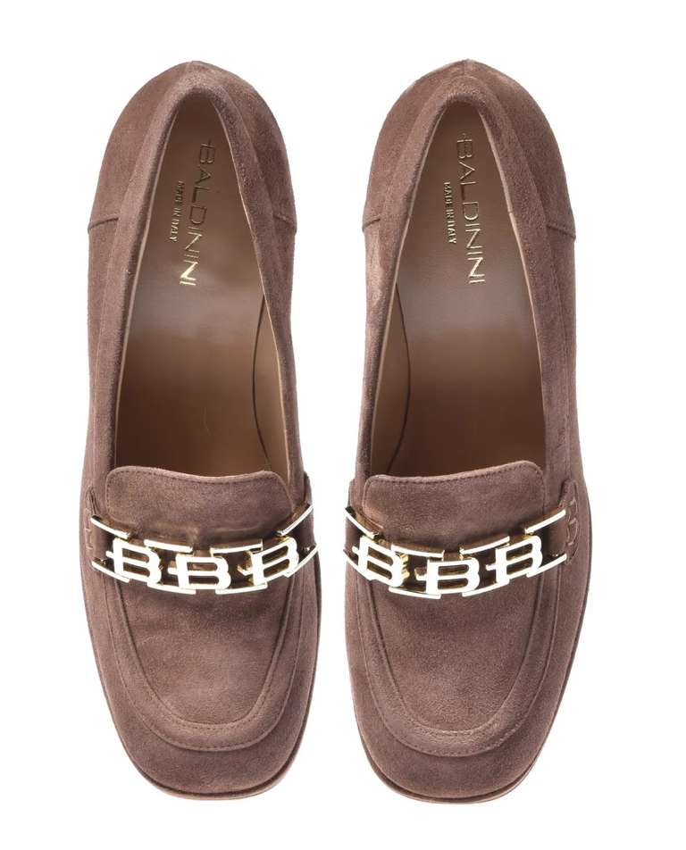 Zamszowe loafersy z ozdobnym obcasem - Image #3