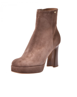 Zamszowe botki z ozdobnym obcasem - Image #2