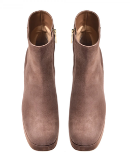 Zamszowe botki z ozdobnym obcasem - Image #3