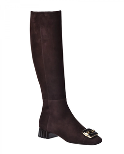 Czekoladowe kozaki z ozdobną aplikacją - Image #1