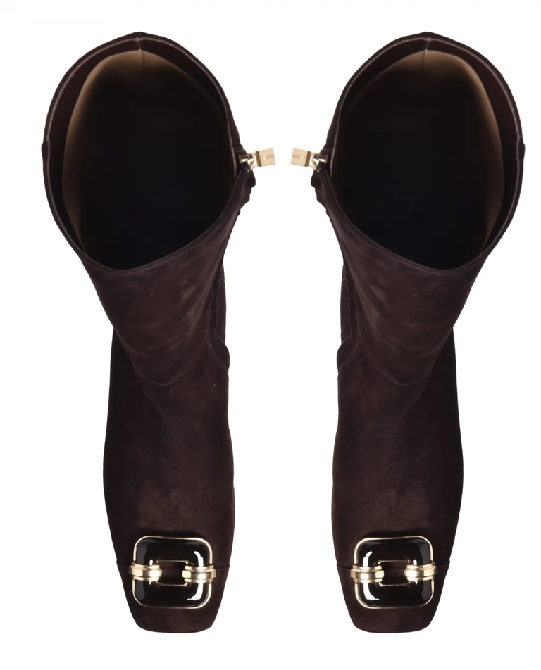 Czekoladowe kozaki z ozdobną aplikacją - Image #3