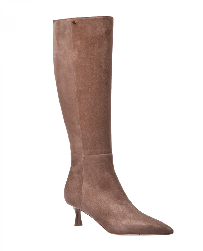 Zamszowe kozaki na szpilce