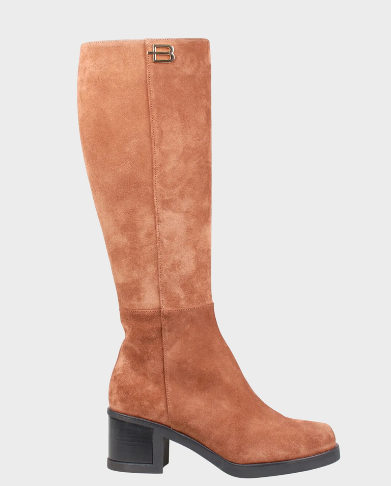 Zamszowe kozaki z logo B