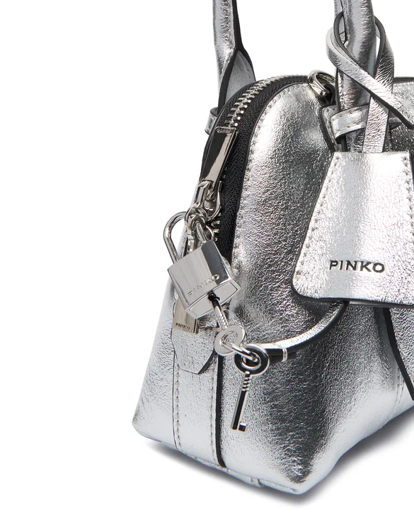 Srebrna torebka Bowling Bag Zip Mini Pelle - Image #2